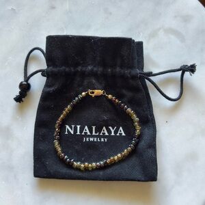Men's Wristband with Amber Miyuki Beads & 14K Gold (19cm / 7.5”)